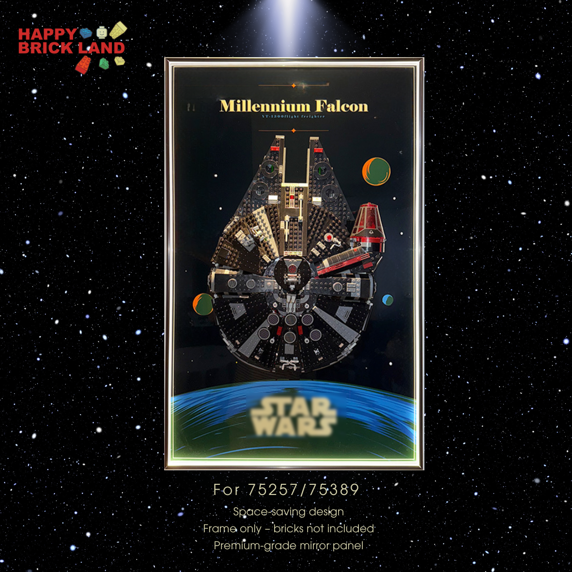 LED Display Frame for Space Starship Models 75257/75389 | Happy