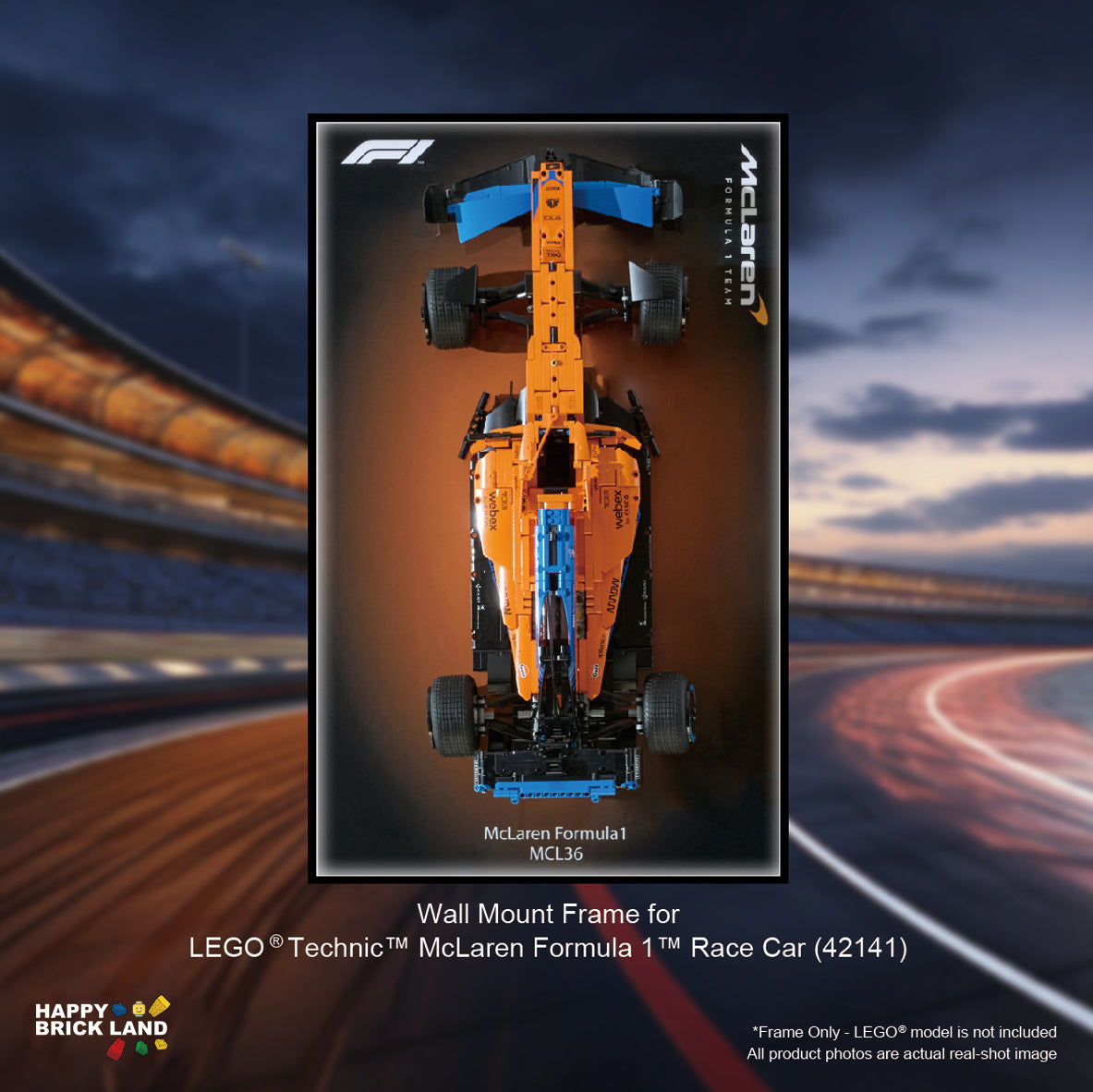 Wall Mount Display Frame for Formula Racing Car Model 42141