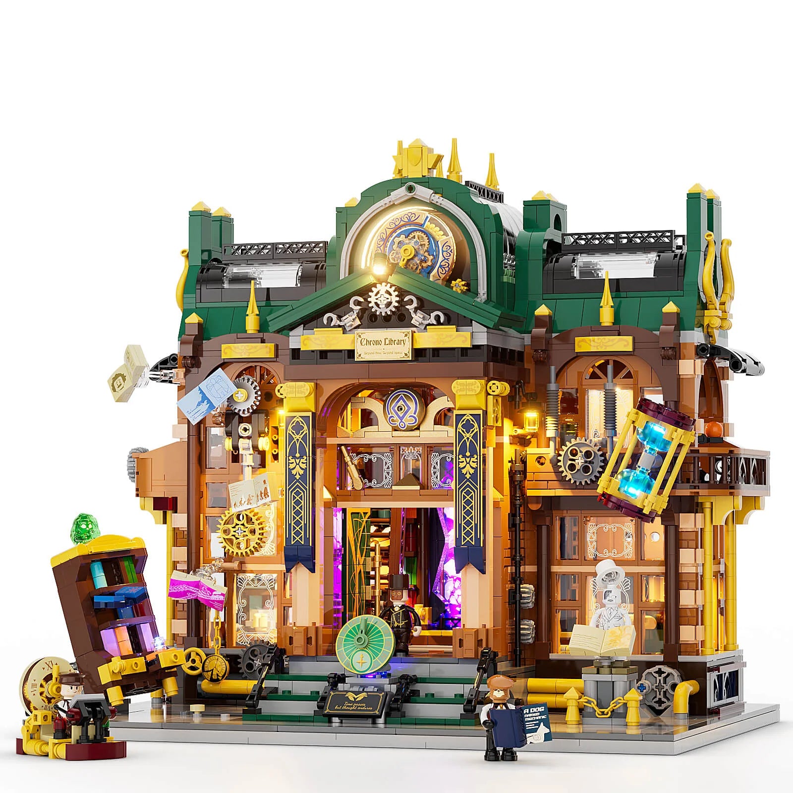 Lumibricks 11012 – Steampunk Time Rift Library with Lights| Happy