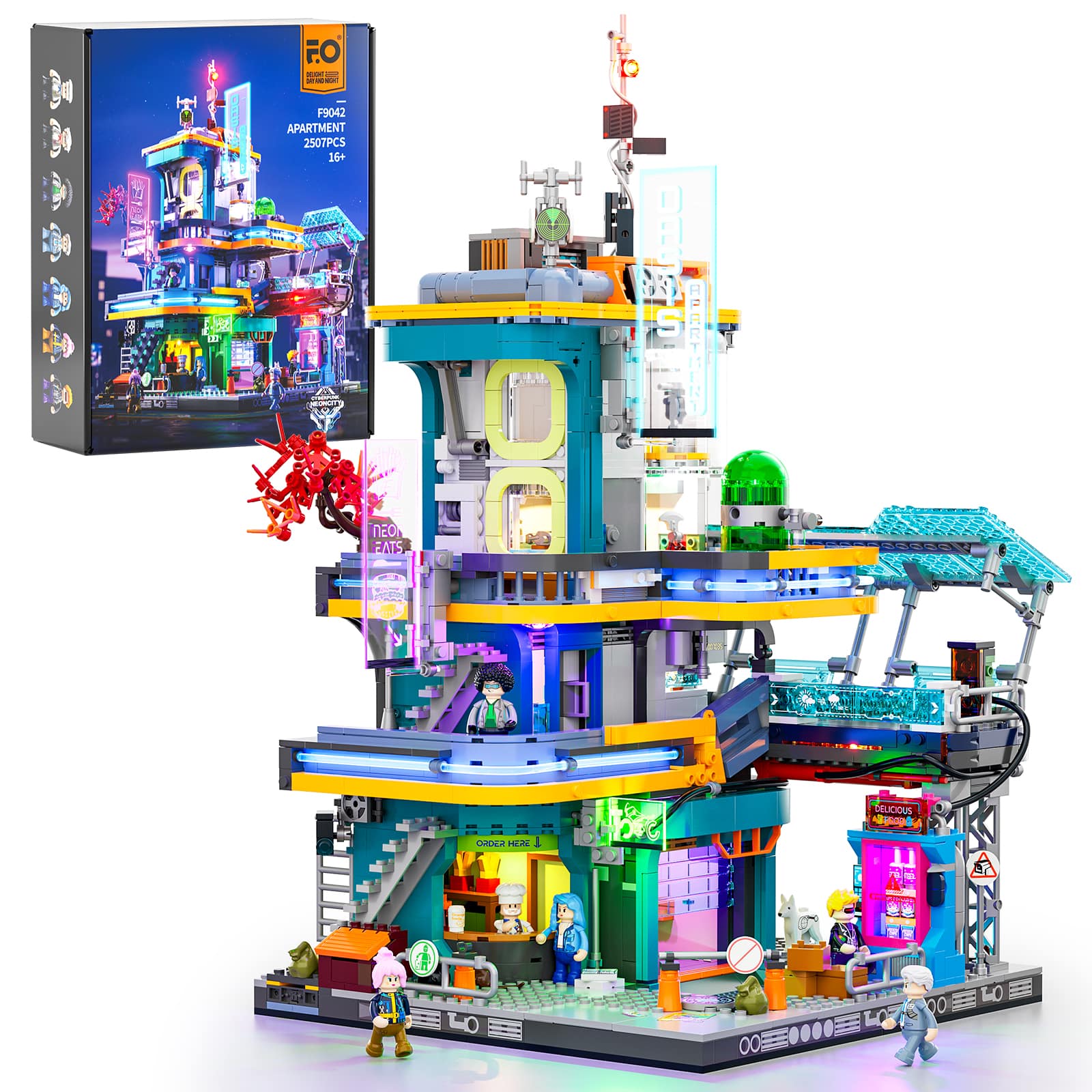 Cyberpunk Neoncity Apartment 2507PCS - Happy Brick Land