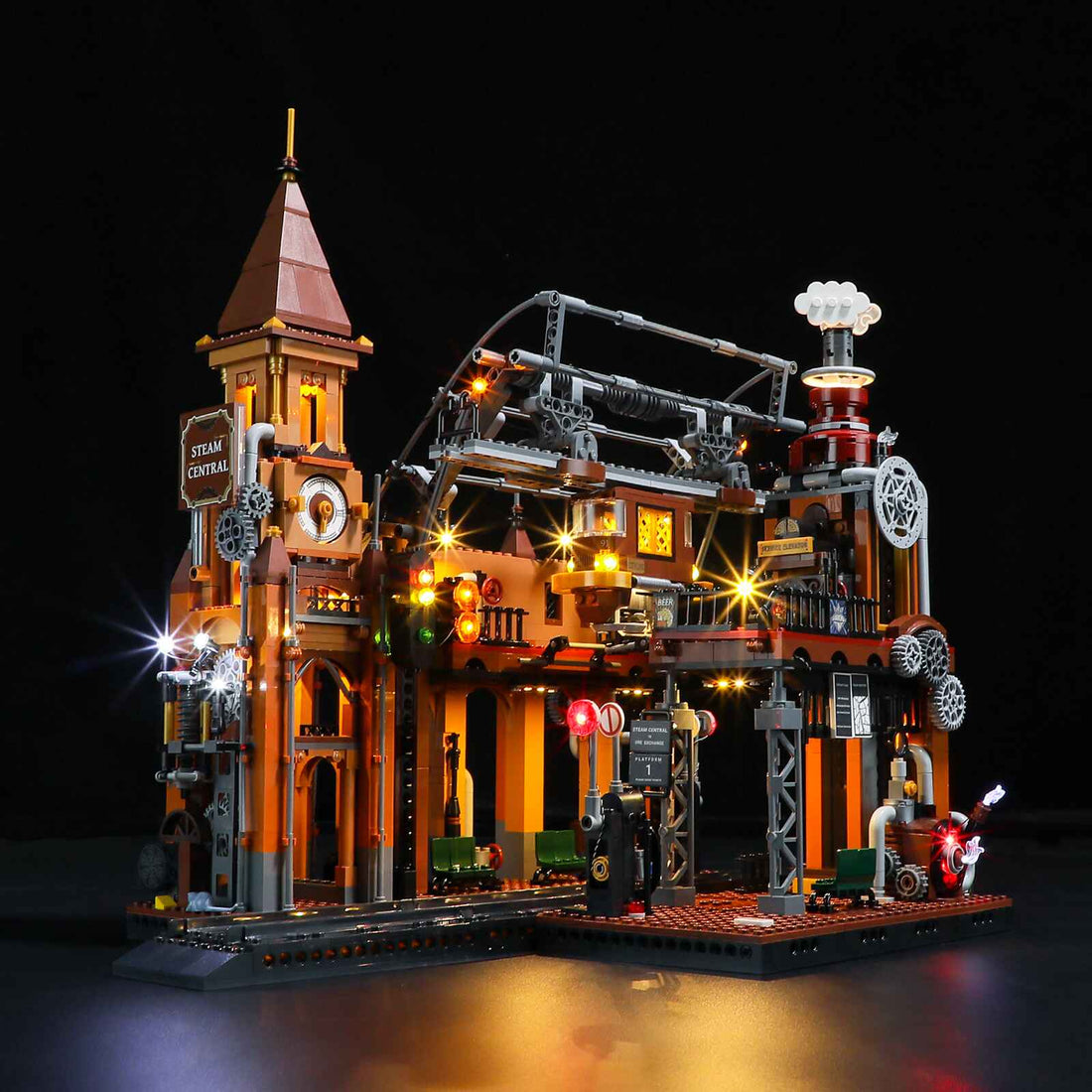 Steampunk Train Station 1843pcs - Happy Brick Land