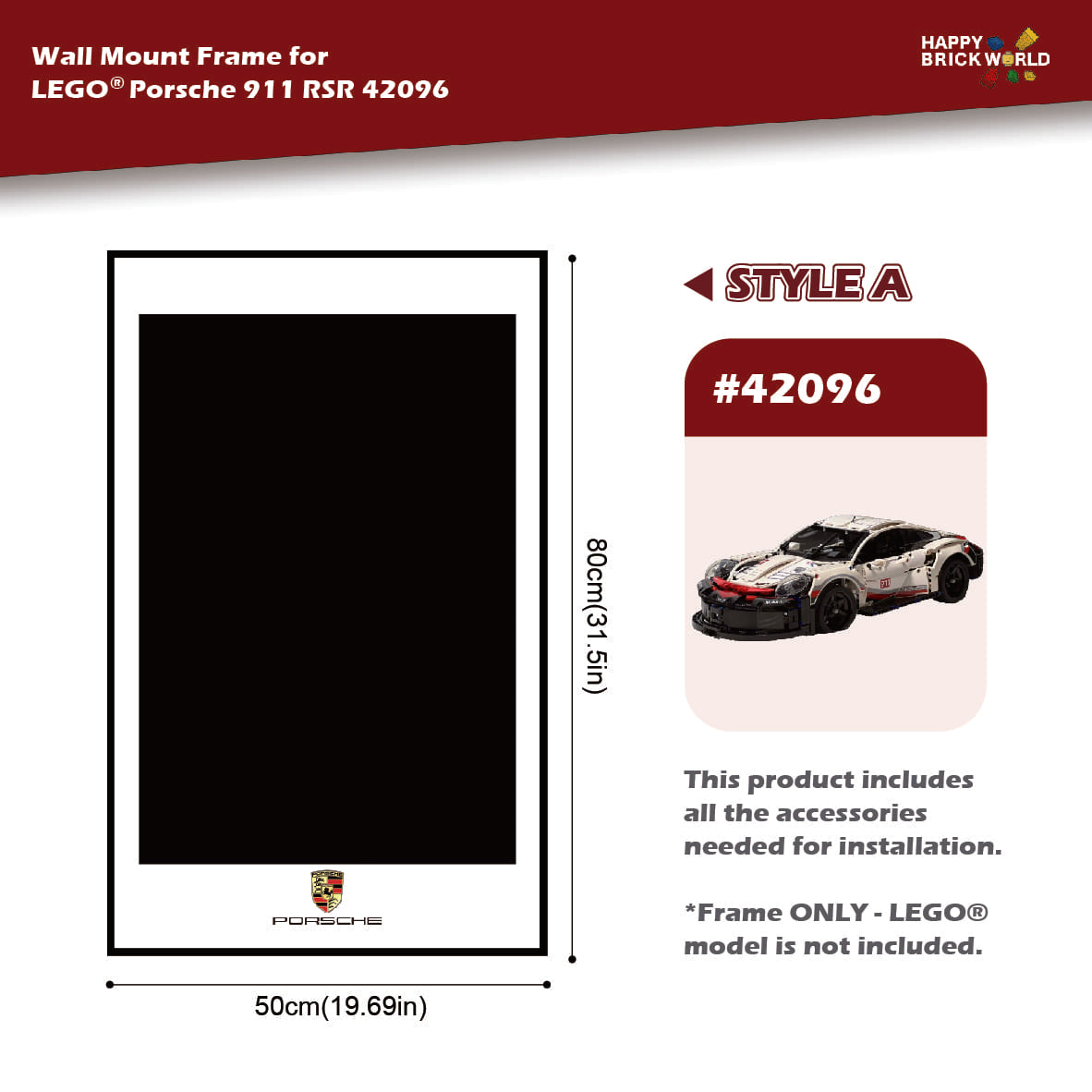 Display Frame for Technical Racing Car Model 911 RSR 42096 | Happy
