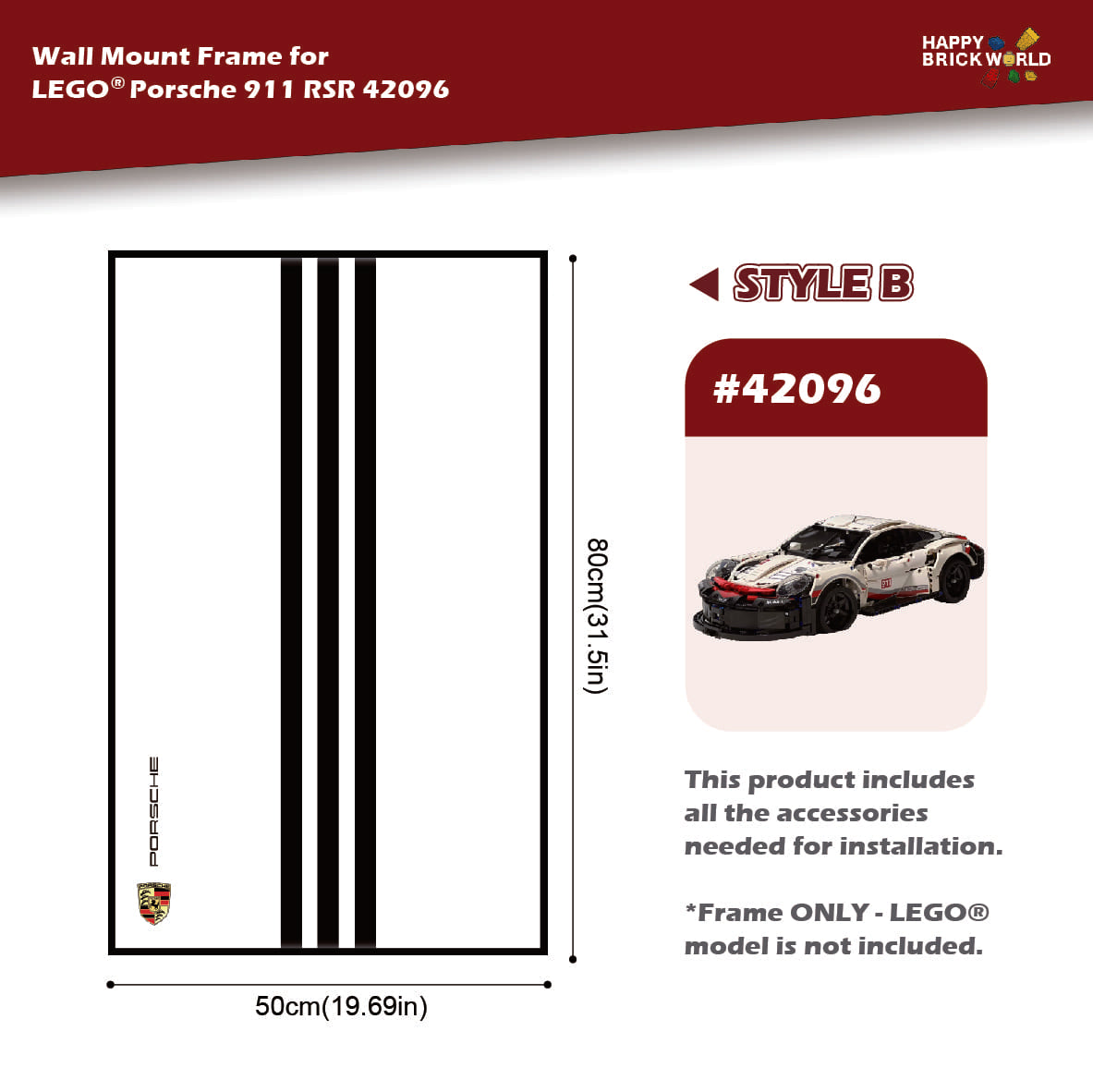 Display Frame for Technical Racing Car Model 911 RSR 42096 | Happy
