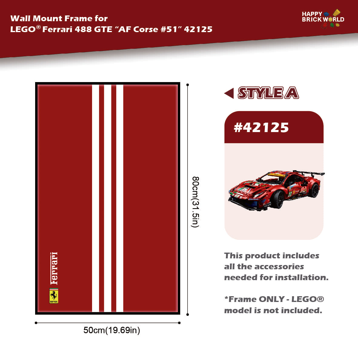 Wall Mount Display Frame for Technical Racing Car Model 42125