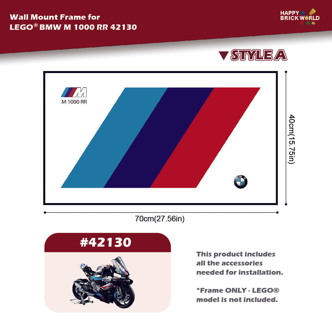 Wall Mount Display Frame for Technical Motorbike Model 42130