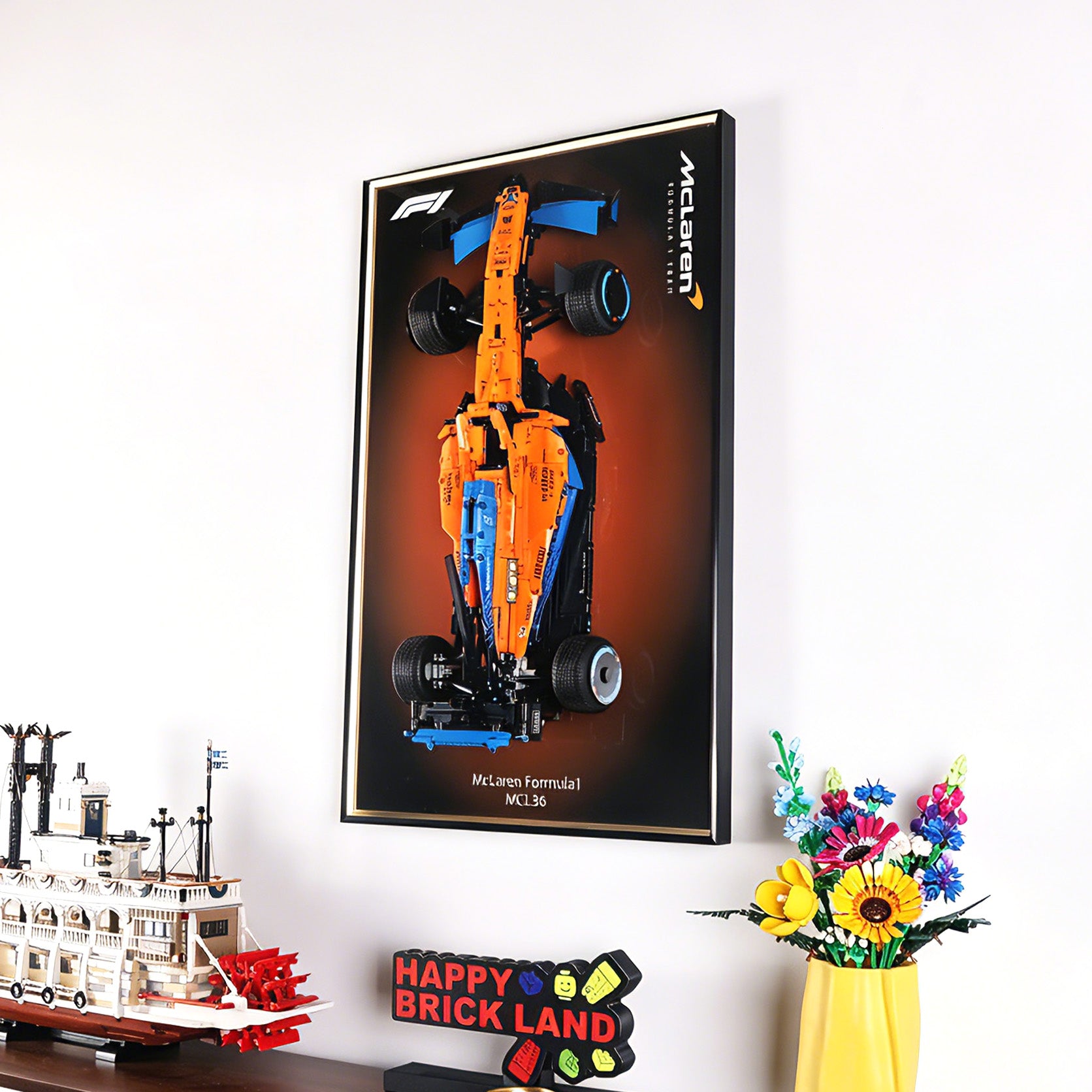 Wall Mount Display Frame for Formula Racing Car Model 42141