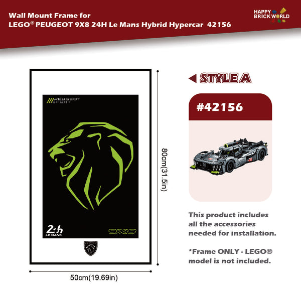 Wall Mount Display Frame for Technical Hypercar Model 42156
