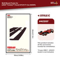 Wall mount frame for LEGO Technic Ferrari SF-24 F1 Car with dimensions and product details.