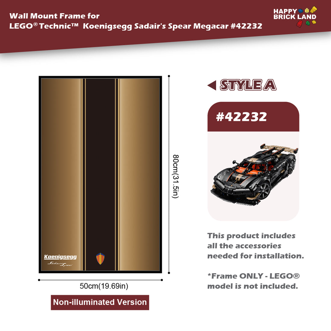Wall Mount Frame for Koenigsegg Sadair's Spear Megacar 42232