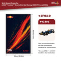 Wall mount frame for LEGO Technic Oracle Red Bull Racing RB20 F1 Car with dimensions and product details.