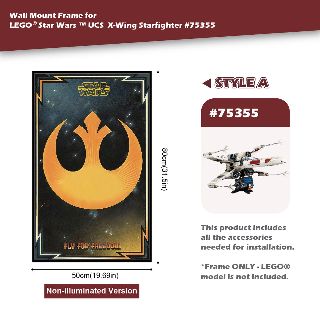 Wall Mount Frame for Star Wars™ X-Wing Starfighter™ 75355