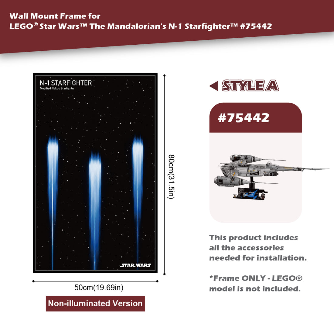 Wall Mount Frame for The Mandalorian's N-1 Starfighter™ 75442