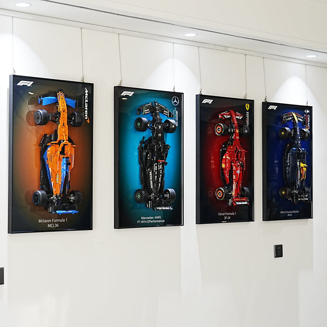 Wall Mount Frame for Formula 1 Racing Car – 4 Set Bundle(Illnimated)