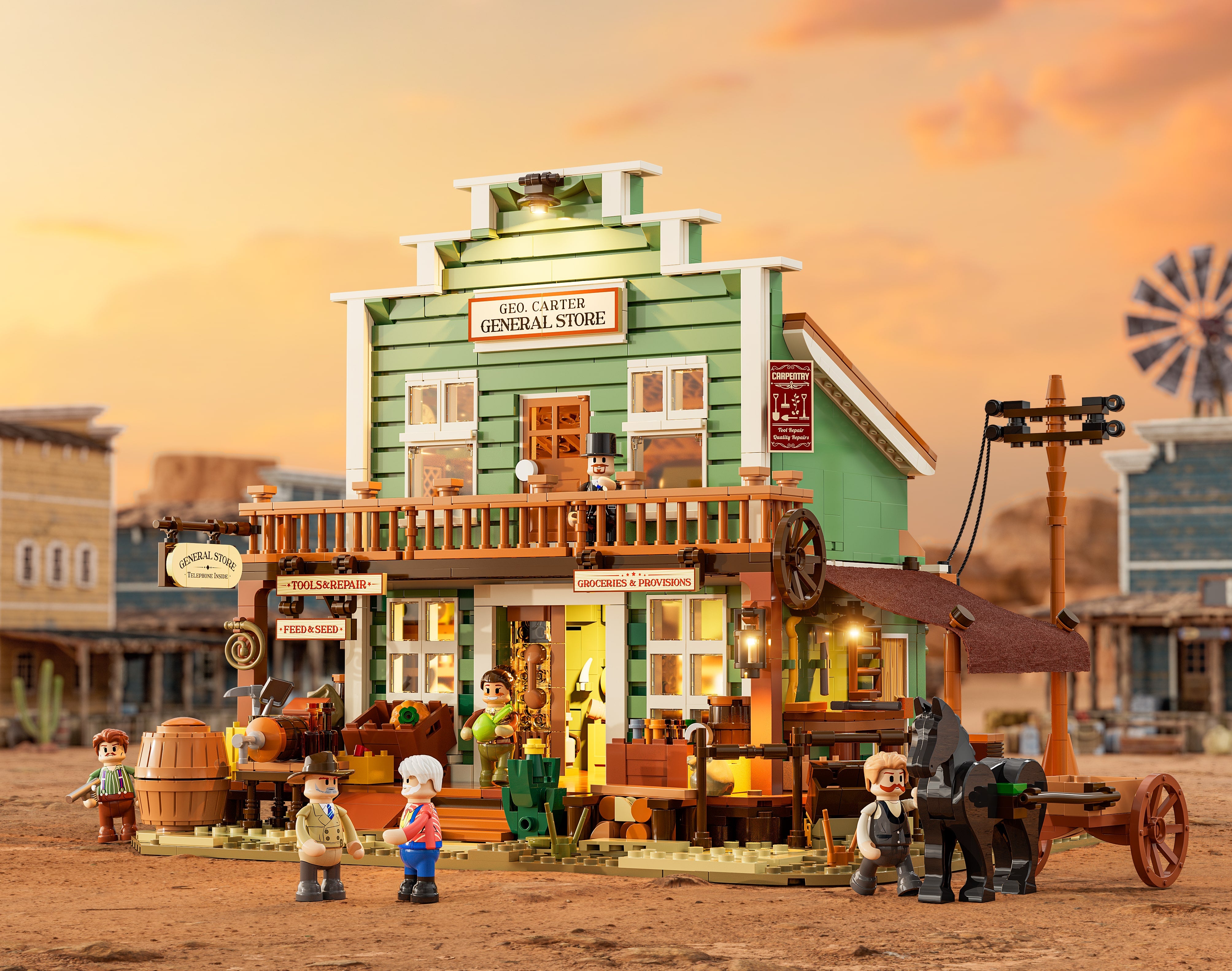 FUNWHOLE® F9057 Western General Store | Happy Brick Land