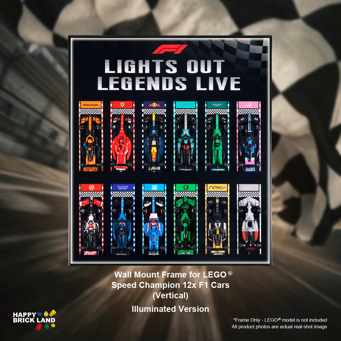 Wall Display Frame for 12x F1® Speed Champions F1 Cars(12 F1 Cars | Vertical)