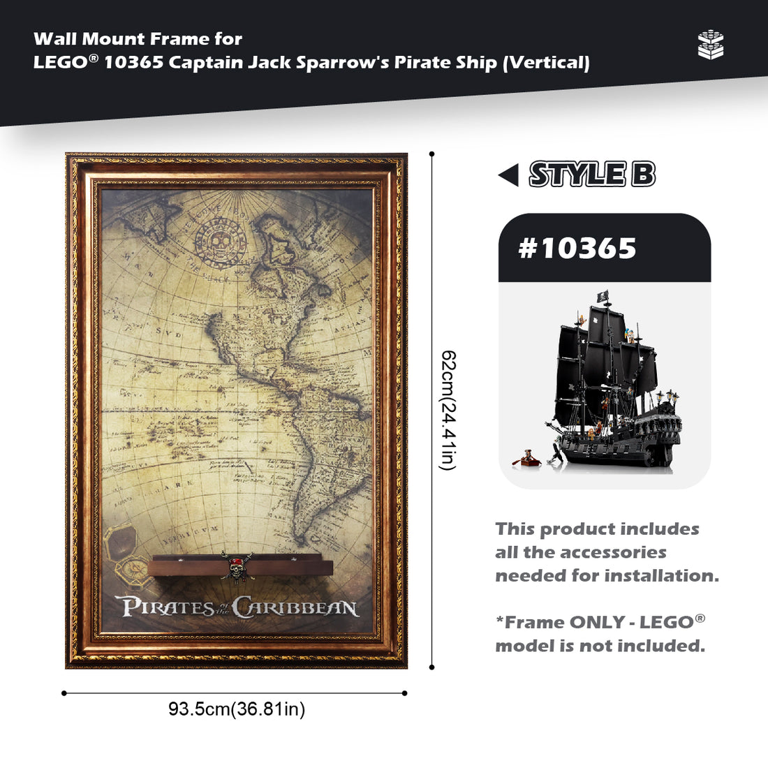 Wall Mount Frame for Captain Jack Sparrow's Pirate Ship (Vertical) 10365