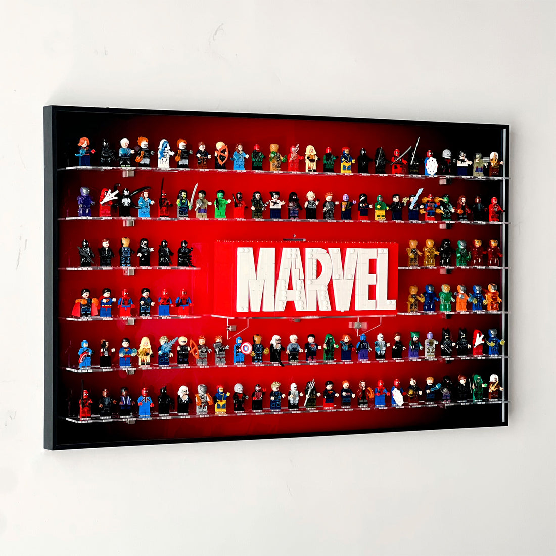 Wall Mounted Display Case for Marvel Logo & Minifigure(LED Version)