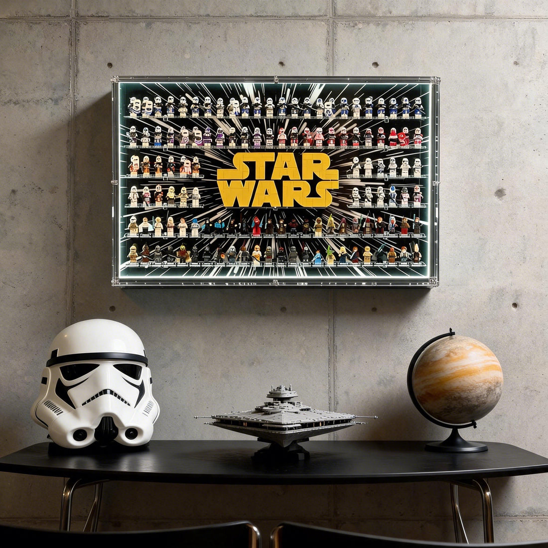 Acrylic Display Case for Star Wars™ Logo & Minifigure(LED Verison)