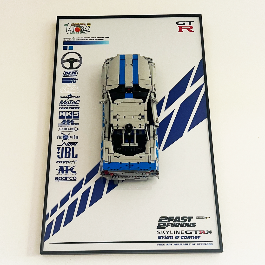 Wall Mount Display Frame for 42210 Nissan Skyline GT-R (R34) Car