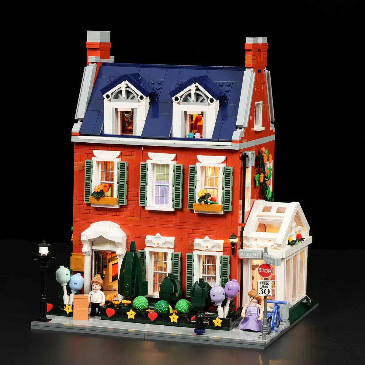 Happy Building Bricks Lumibricks Redbrick Row House Modular Building Set | Happy Brick Land