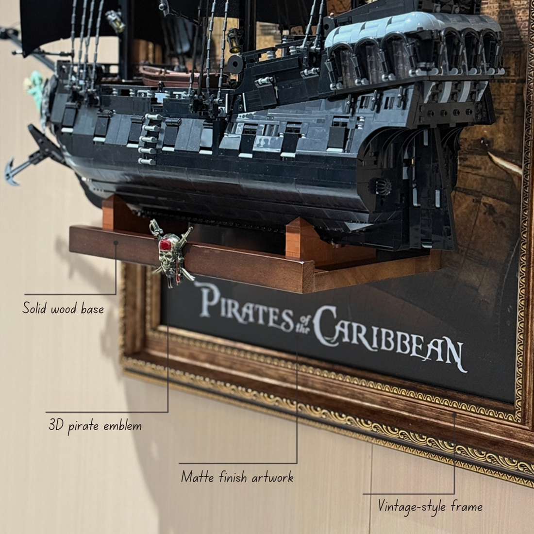 Wall Mount Display Frame for 10365 Captain Jack Sparrow's Pirate Ship